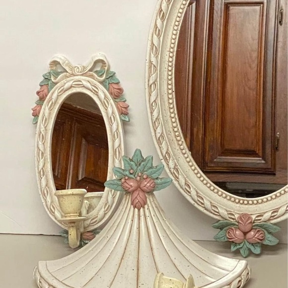 Vintage Victorian Ornate Roses mirror set - Picture 7 of 8